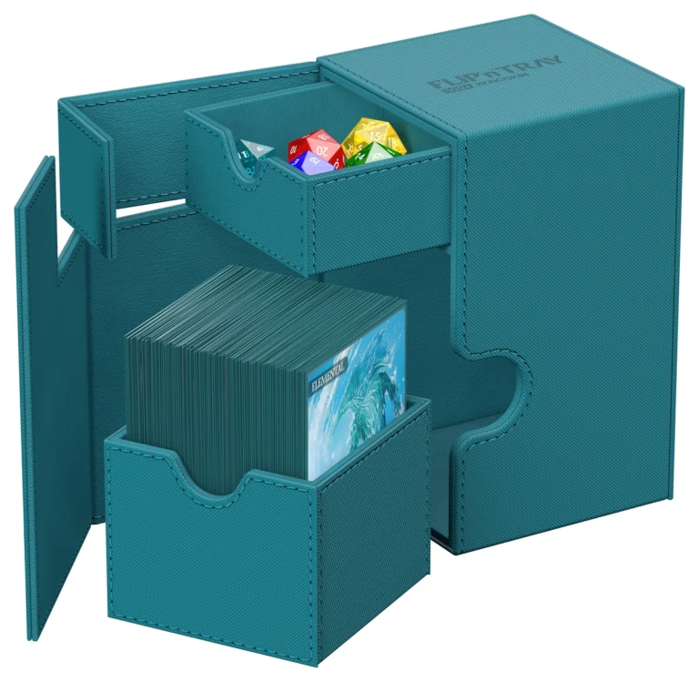 Ultimate Guard Flip'n'Tray Monocolor Deck Case 100+ (Petrol) — Xenoskin Bleu Pétrole