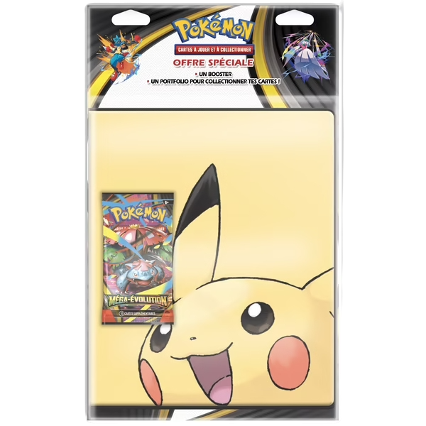 Pokémon - Pack Portfolio Pikachu 180 cartes + Booster ME01 Méga-Évolution - FR