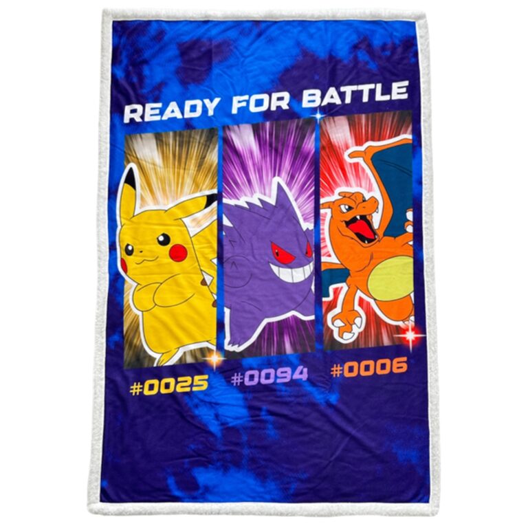 Pokémon - Couverture Sherpa Ready for Battle - Pikachu Ectoplasma Dracaufeu