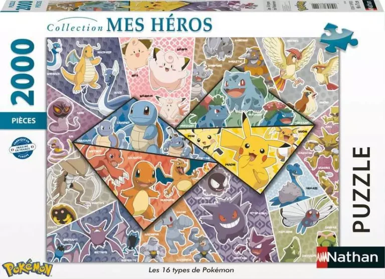 Nathan - Puzzle Les 16 types de Pokémon - 2 000 pièces