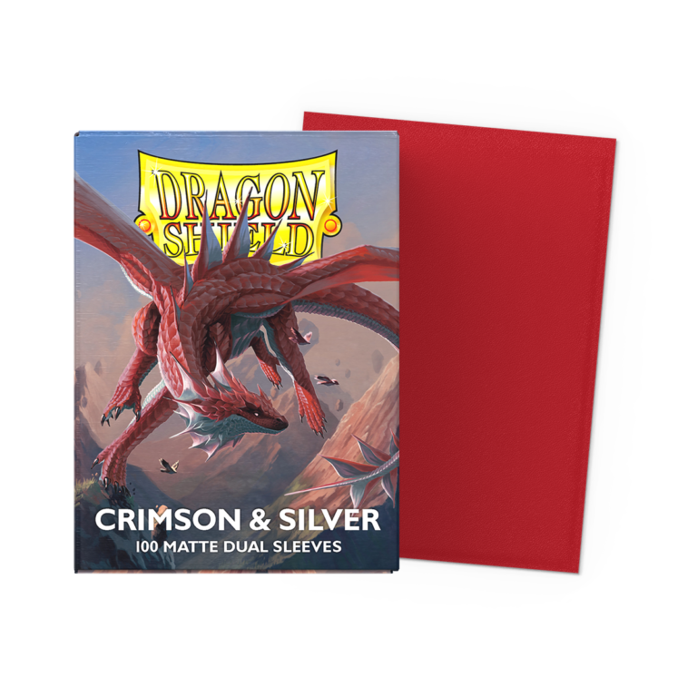 100 Protèges Cartes Dragon Shield - Matte Dual Crimson & Silver