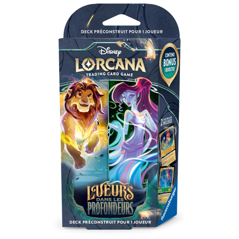 Lorcana S10 - Deck de Démarrage Amber & Emerald de Lueurs dans les Profondeurs - Ambre Émeraude - Simba Mégara - FR