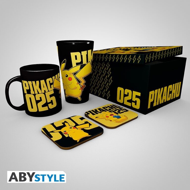 Pokémon - Coffret cadeau Pikachu ABYstyle - Verre XXL, mug et 2 sous-verres