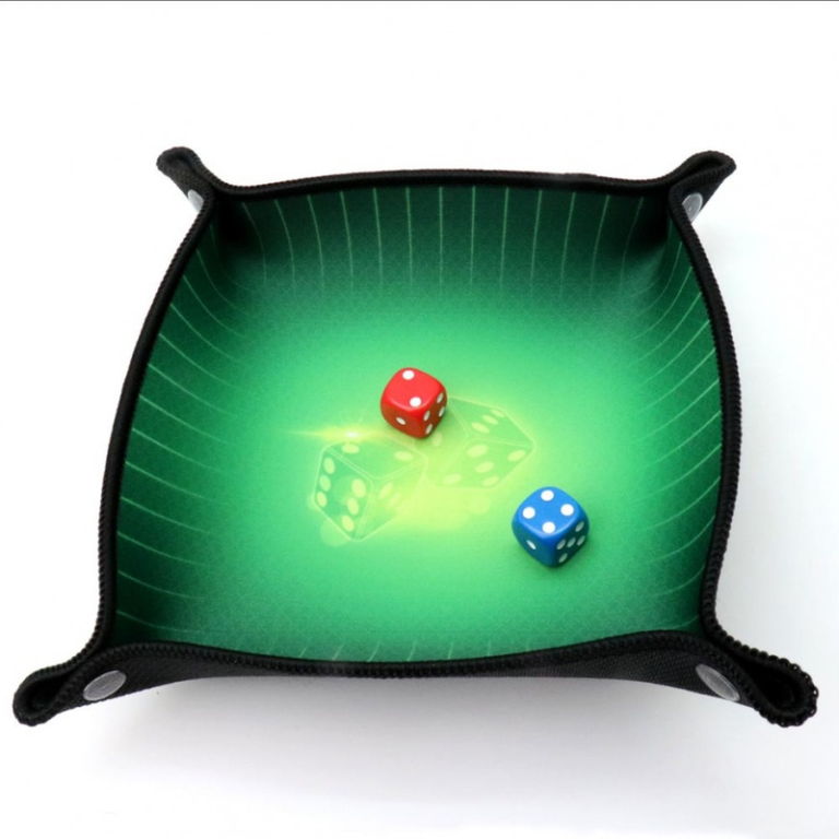 Piste de dés Émeraude - Carrée pliable en néoprène - Verte - 21 × 21 cm