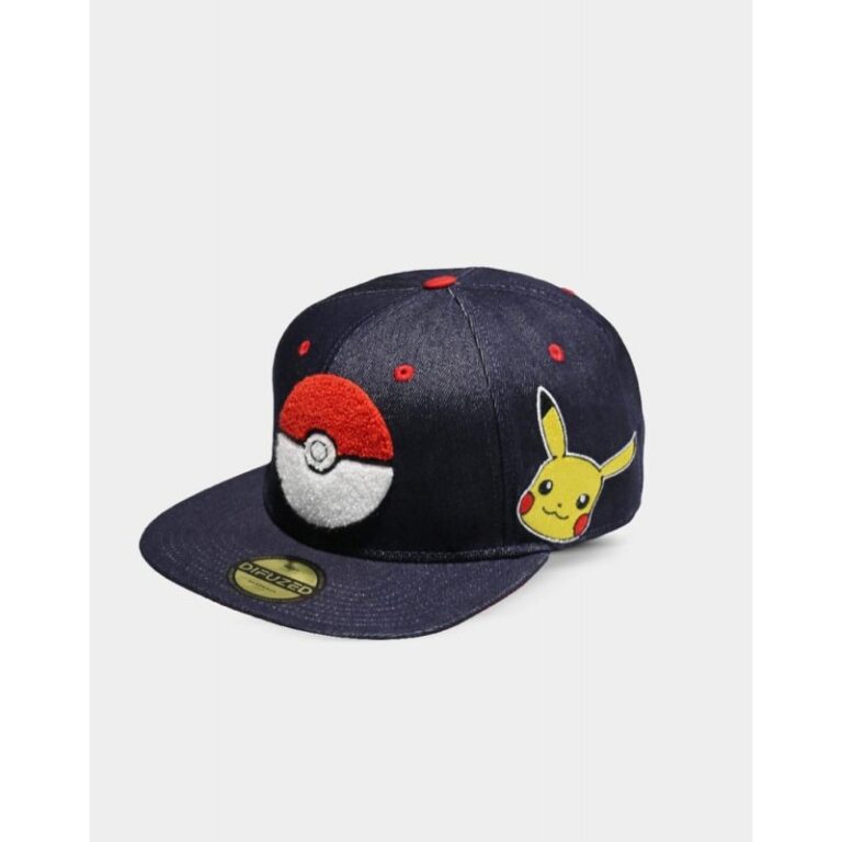 Pokémon - Casquette snapback denim Poké Ball et Pikachu