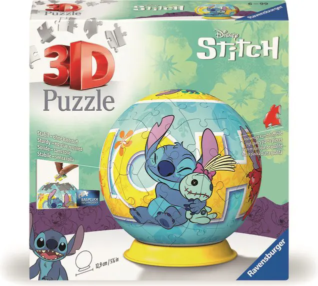 Ravensburger - Puzzle 3D Disney Stitch avec oreilles - 72 pièces